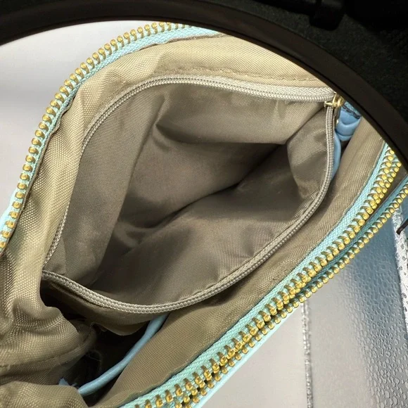 Nicole by Nicole Miller Light Blue Crossbody Bag with Gold Tag & Chained Links - Picture 9 of 12